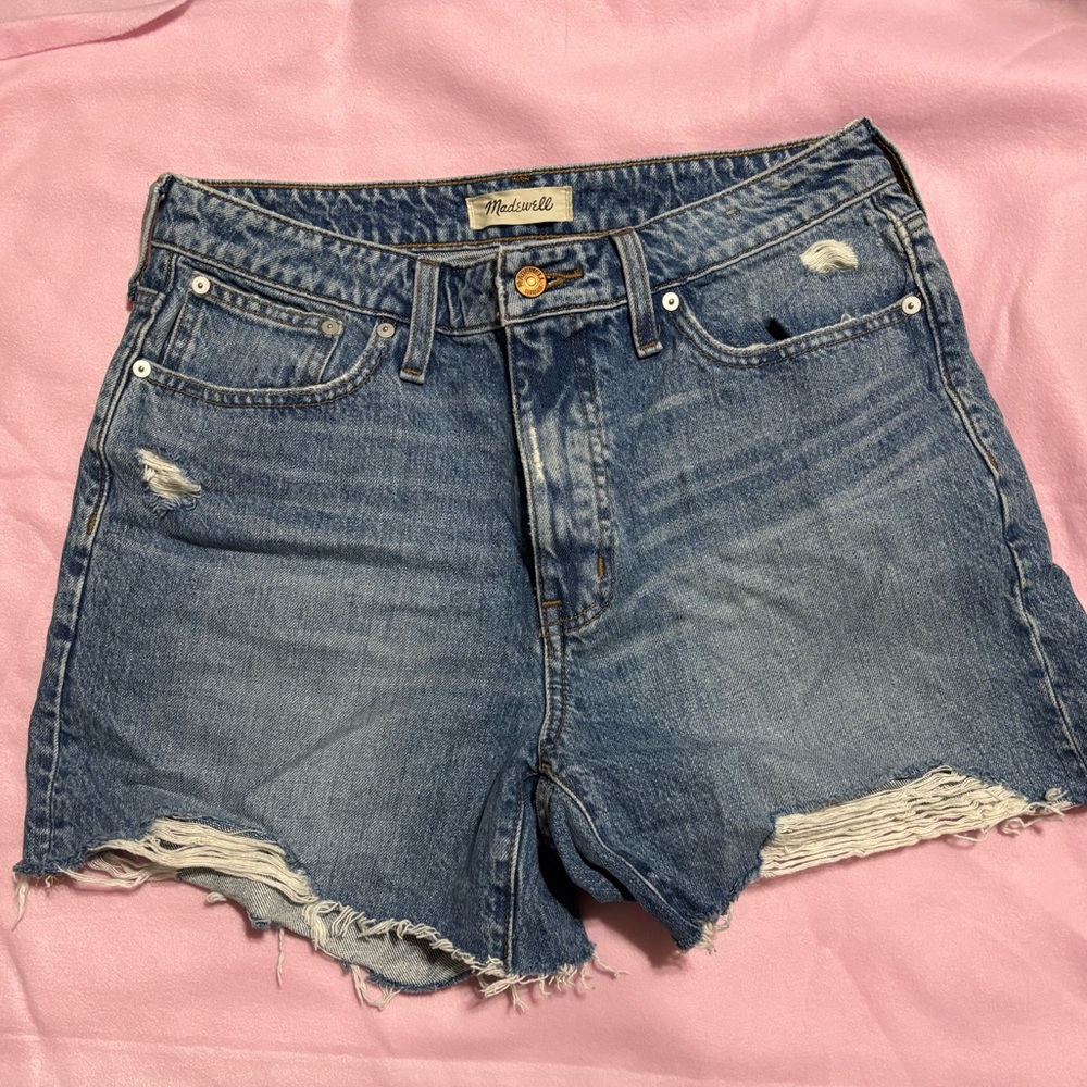 Madewell Blue Distressed Jean Shorts